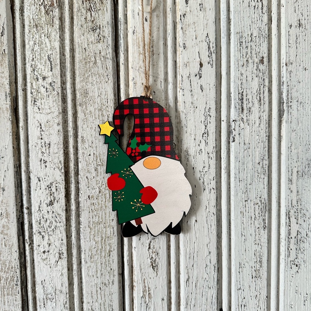 Hanging Wood Gnome Ornament